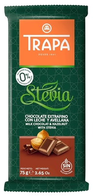 Stévia 75g, mliečna čokoláda s drvenými lieskovými orieškami
