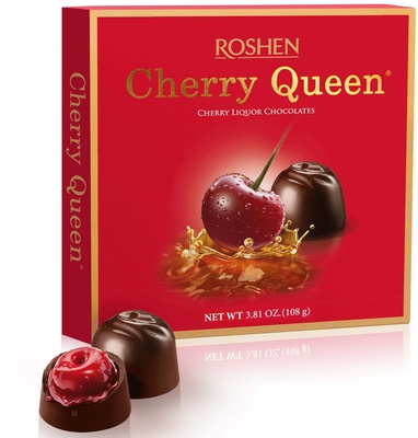 CHERRY QUEEN 108g čokoládové bonbóny plnené višňami v alkohole