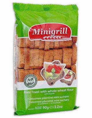 Minigrill 90g, celozrnný pšeničný mini suchár so sezamom