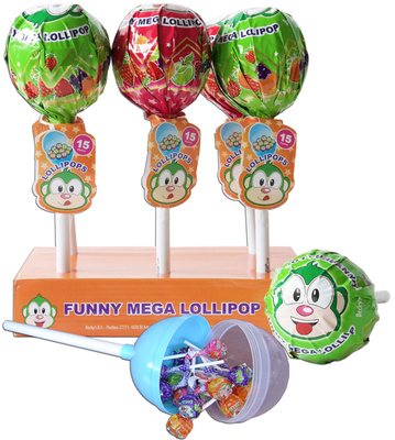 Funny mega lollipop 135g, lízanky (15 ks) motív opica
