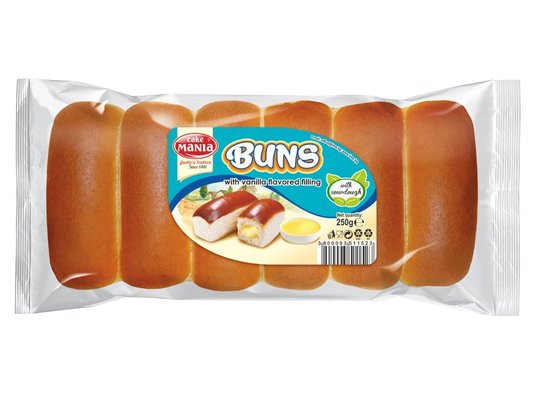 BUNS  VANILLA 250g tradičné buchty s náplňou s príchuťou vanilky