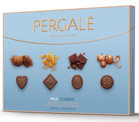 Pergale milk classic 343g zmes praliniek z mliečnej čokolády s náplňami s rôznymi príchuťami