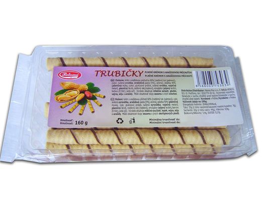 Trubičky 160g, plnené krémom s arašidovou príchuťou