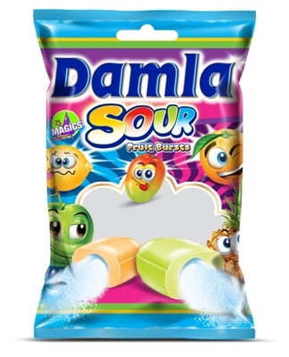 Damla 90g, kyslé karamelky s práškovou náplňou