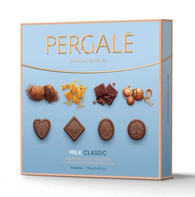 PERGALE MILK CLASSIC 114g zmes praliniek z mliečnej čokolády s náplňami s rôznymi príchuťami