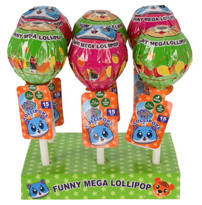 FUNNY MEGA LOLLIPOP 135g lízanky (15ks) motív tiger