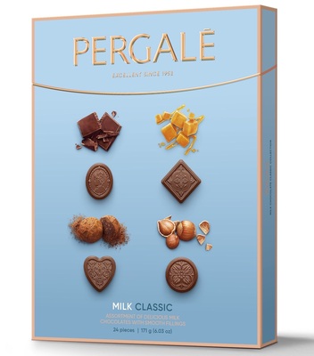 PERGALE MILK CLASSIC 171g zmes praliniek z mliečnej čokolády s náplňami s rôznymi príchuťami