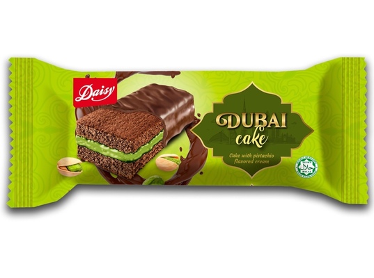 DUBAI CAKE 60g jemné pečivo s krémom s pistáciovou príchuťou a polevou