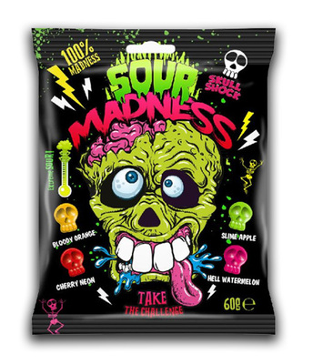 SOUR MADNESS BLACK 60g extra kyslé tvrdé cukríky