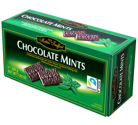 CHOCOLATE MINTS 200g, horká čokoláda s fondánovou náplňou a príchuťou mäty