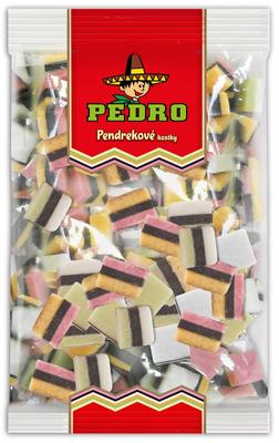 PEDRO KOCKY 200g, cukrovinka zo sladkého drievka s cukrovou hmotou s ovocnými príchuťami