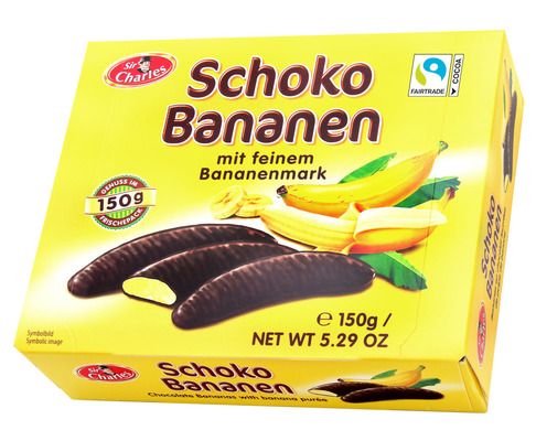 Schoko Bananen 150g, penová cukrovinka s banánovou dužinou poliata čokoládou