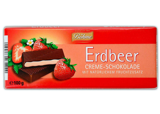 Böhme chocolate strawberry 100g horká čokoláda plnená jahodovou krémovou náplňou 