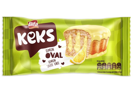 Keks Oval 45g jemné pečivo s citrónovou náplňou polomáčané v bielej poleve