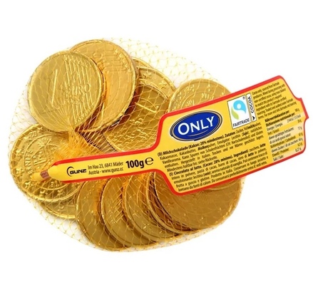 Mince v sieťke zlaté 100g mliečna čokoláda