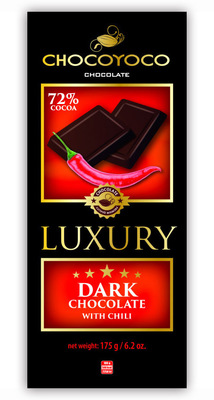 Luxury horká čokoláda s čili vločkami, 175g