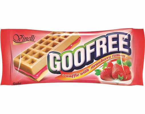 Goofree 50g, vaflové pečivo z treného cesta plnené jahodovým krémom 