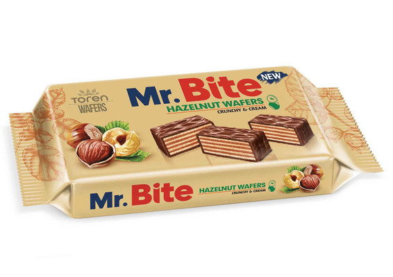 Mr. Bite 38g oblátky plnené krémom s lieskovoorieškovou príchuťou máčané v kakaovej poleve