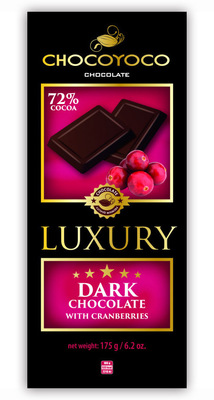  Luxury, horká čokoláda s brusnicami, 175g