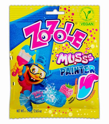 ZOZOLE MUSSS PAINTER 75g karamelky so šumivou náplňou s malinovou príchuťou