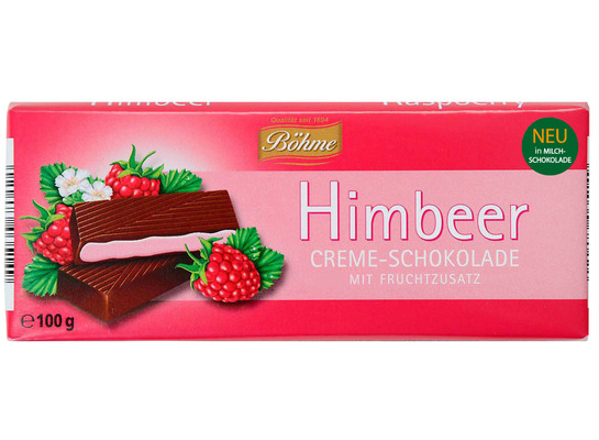 BÖHME CHOCOLATE 100g mliečna čokoláda plnená malinovou krémovou náplňou